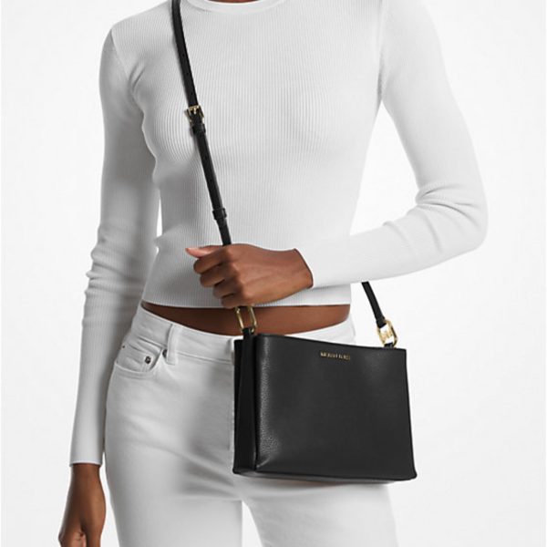 MICHAEL KORS BLACK LEATHER CROSSBODY BAG 99P