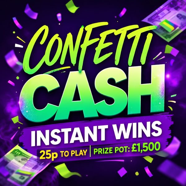CONFETTI CASH INSTANT WIN - PRIZE POT OF £1500 ONLY 25P